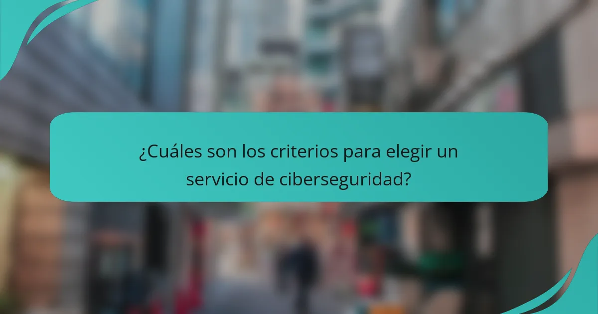 ¿Cuáles son los criterios para elegir un servicio de ciberseguridad?