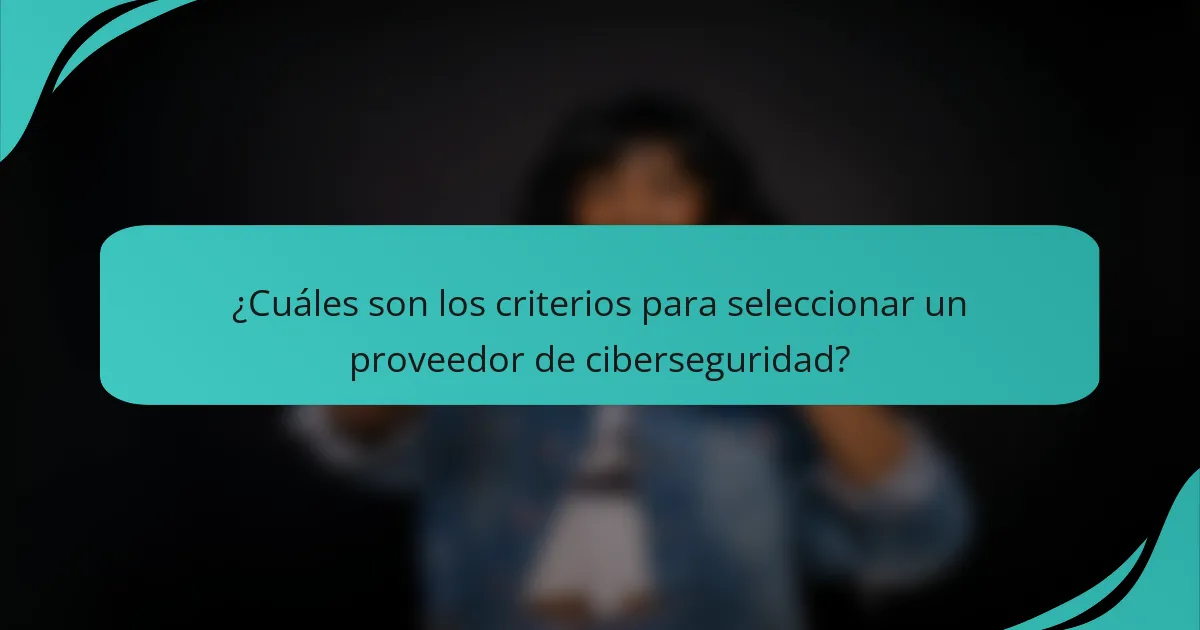 ¿Cuáles son los criterios para seleccionar un proveedor de ciberseguridad?