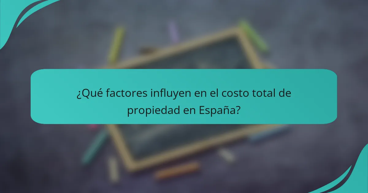 ¿Qué factores influyen en el costo total de propiedad en España?